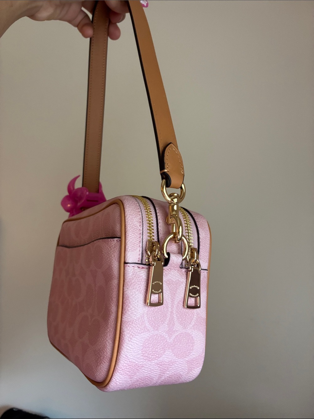 Coach Powder Pink Mini Carey Crossbody Bag In Signature Canvas NWOT - Picture 4 of 12